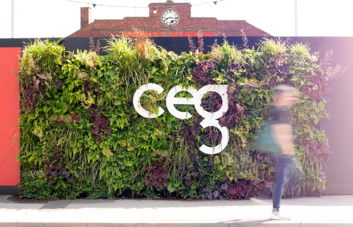 CEG logo on a living green wall