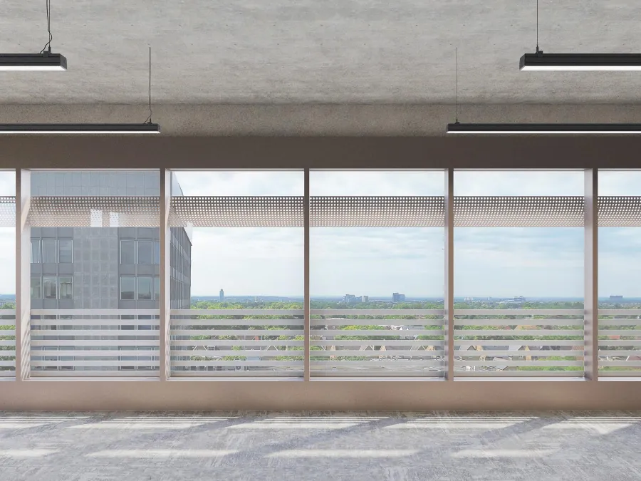 CGI of full-height glazing with views across west London